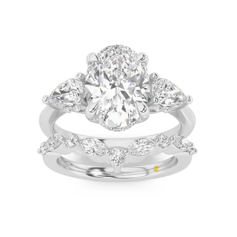 Celestia Lab Grown Oval Shaped Diamond Engagement Ring with The Angelina Wedding Band | 18K White Gold 2 3/8 ct. tw.