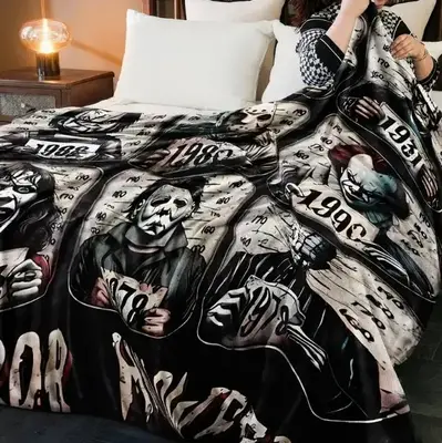 Horror movie throw blanket is soft and cozy, perfect for home office or picnic decoration for Halloween
