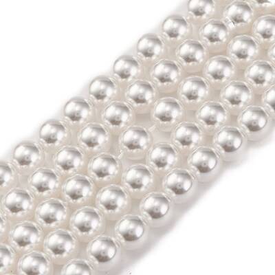 Baking Painted Pearlized Glass Pearl Round Bead Strands