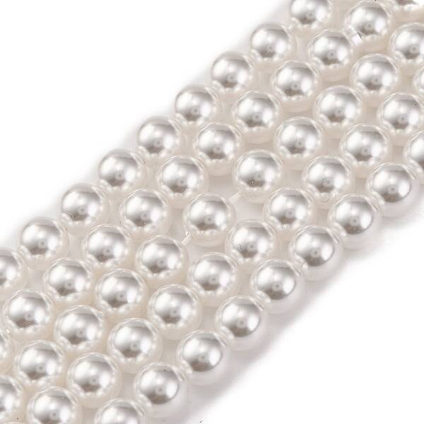 Baking Painted Pearlized Glass Pearl Round Bead Strands
