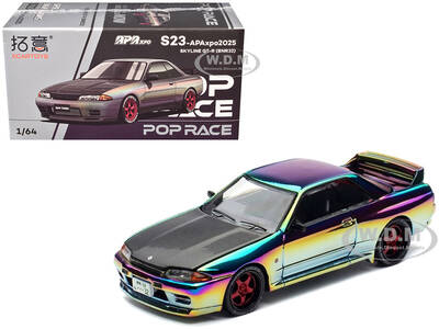 Skyline GT-R (BNR32) RHD (Right Hand Drive) Chameleon Chrome with Carbon Hood APA XPO 2025 Exclusive 1/64 Diecast Model Car ...