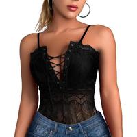 Lace Bodysuit Mesh Bodysuit V-Neck Teddy Sheer Bodysuit for Women Sexy Floral Lingerie