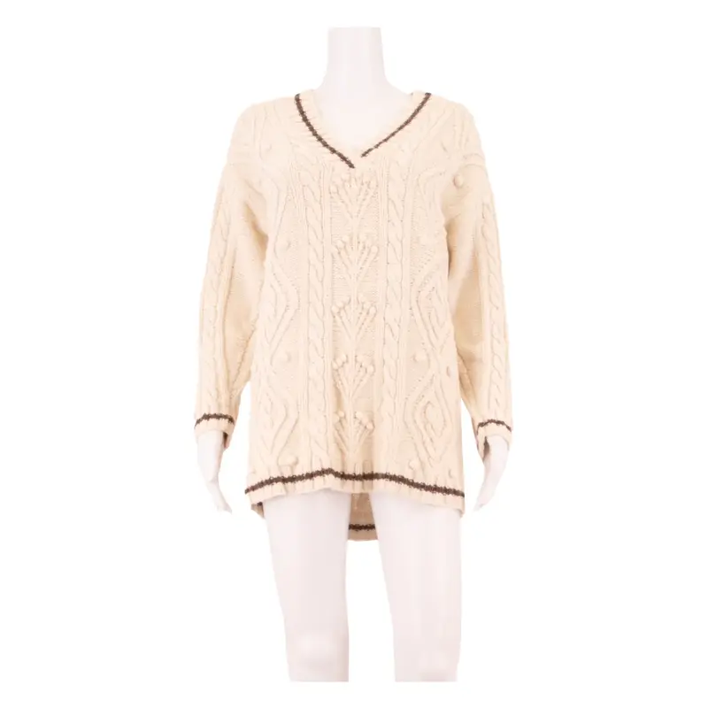 JAEGER Womens Jumper Dress Cream Knit Silk Long Sleeve Short S