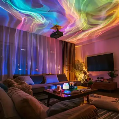 Aurora/Water Ripple/Sky Projector Light, 1/2 Counts USB Rechargeable 16 Colors LED Projector Lamp with Remote Control, Northe...