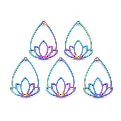 Rainbow Color 201 Stainless Steel Connector Charms