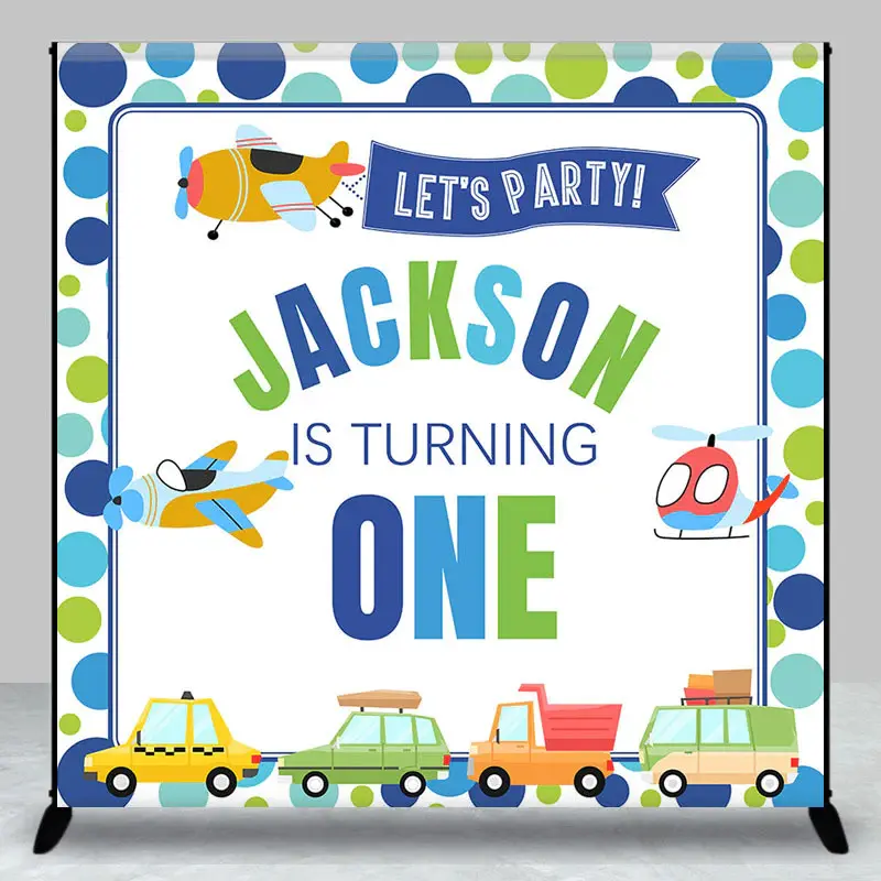 Lets Party Plane Custom Name 1st Birthday Backdrop