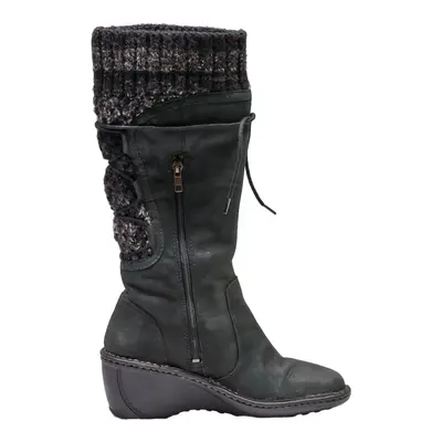 UGG High Boots Black Leather Womens UK 6.5
