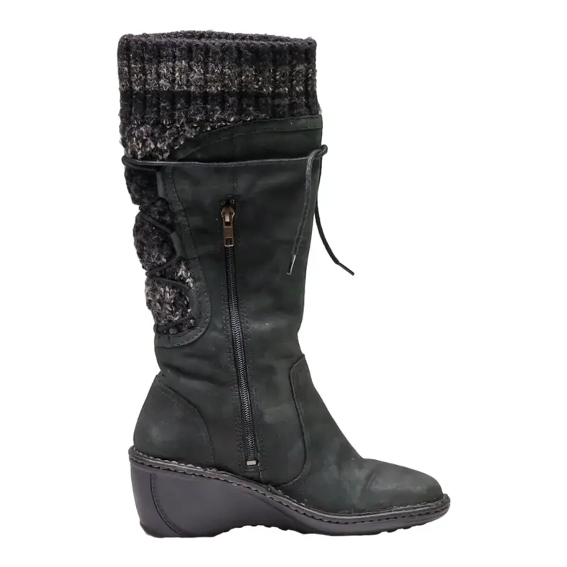 UGG High Boots Black Leather Womens UK 6.5