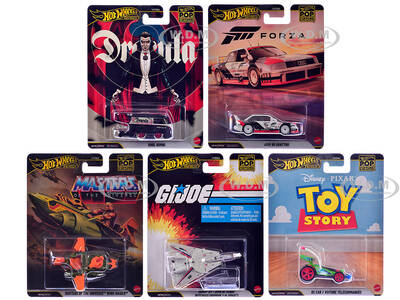 Pop Culture 2026 5 piece Set R Premium Series Diecast Model Cars by Hot Wheels