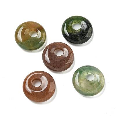 Natural Indian Agate Donut/Pi Disc Charms