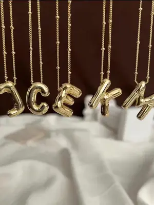 Women's Letter Pendant Necklace, Trendy Charm Bubble Letter Necklace for Party & Daily Decor, Vintage Fashion Accessory As Bi...