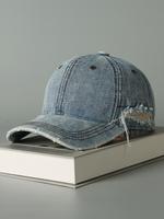 Unisex Casual Denim Baseball Cap, Vintage Washed Distressed Design Baseball Cap, Fashionable Hat for Men & Women for All Seas...