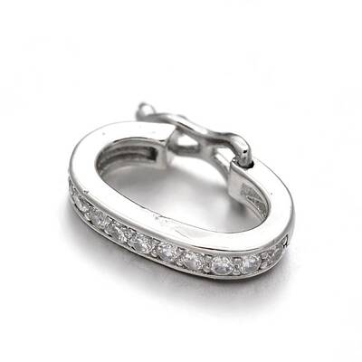 Rack Plating Brass Micro Pave Cubic Zirconia Twister Clasps