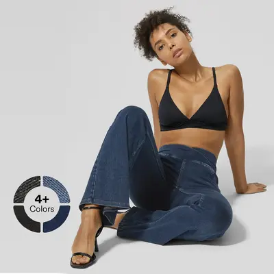 Halara Flex High Waisted Crossover Pocket Washed Stretchy Knit Casual Flare Jeans #FallFreshness
