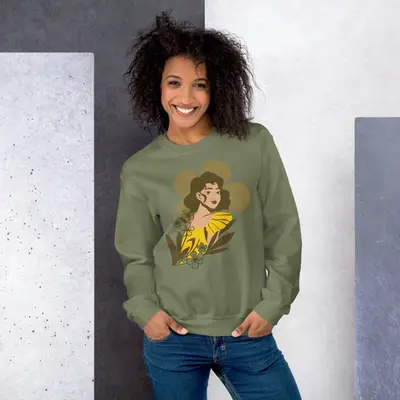 Golden Grace - Elegant Floral Sweatshirt