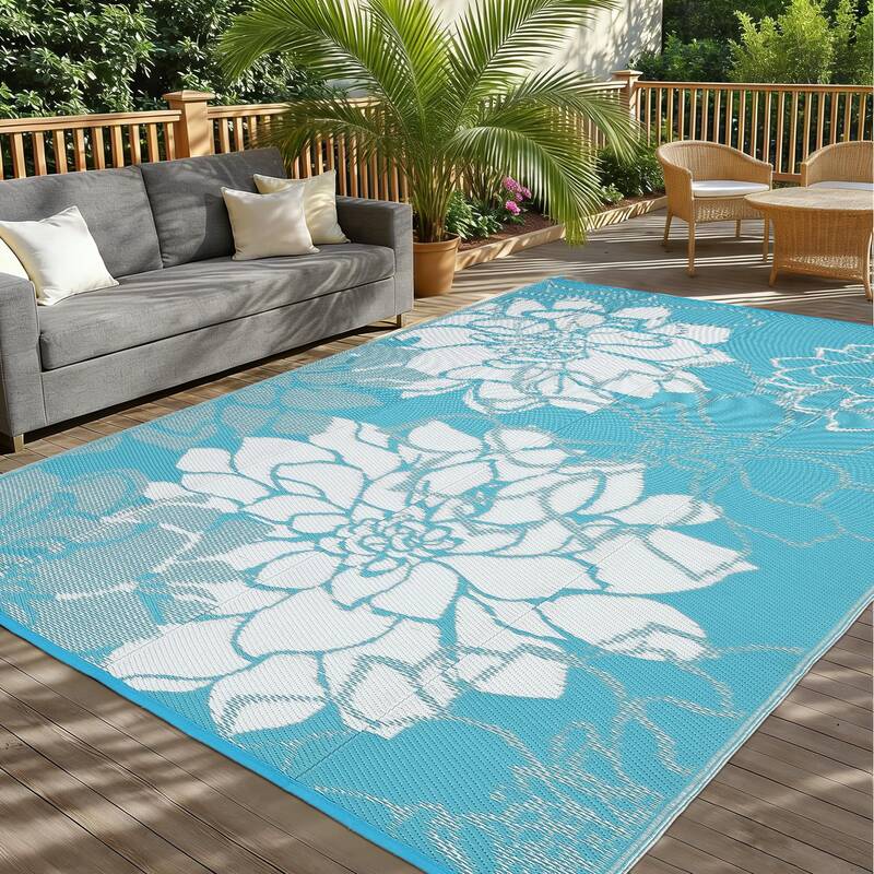 Garvee Waterproof Plastic Straw Rug 8x10 Reversible Outdoor Mat Weather Resistant Polypropylene Lightweight Portable with Car...