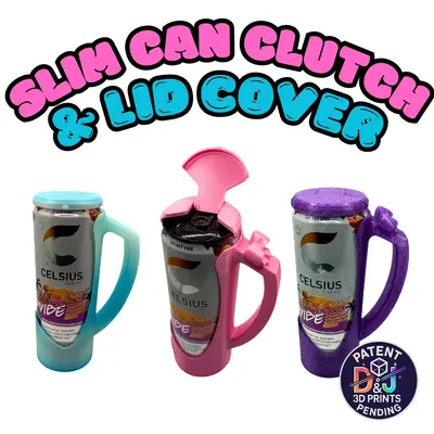 Slim Can Clutch & Lid Cover - 12oz Colorful Can Holder for Red Bull, Alani Nu, Celsius, Truly, White Claw, Slim Skinny Cans -...