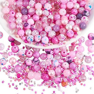 2 Bag Glass Round Beads Set
