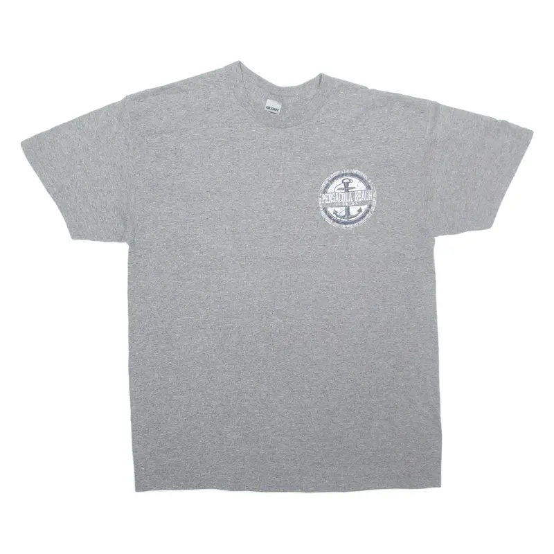 GILDAN Pensacola Beach Florida Mens T-Shirt Grey L