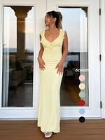Women's Plain Ruffle Trim Dress, Solid Color Sleeveless Dress for Party Holiday Wedding Guest, Ladies Summer Clothes, Womensw...