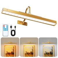 Brightown 16.5in Gold Picture Light: 5000mAh battery-operated, wireless remote with timer and dimmable features; ideal for wa...