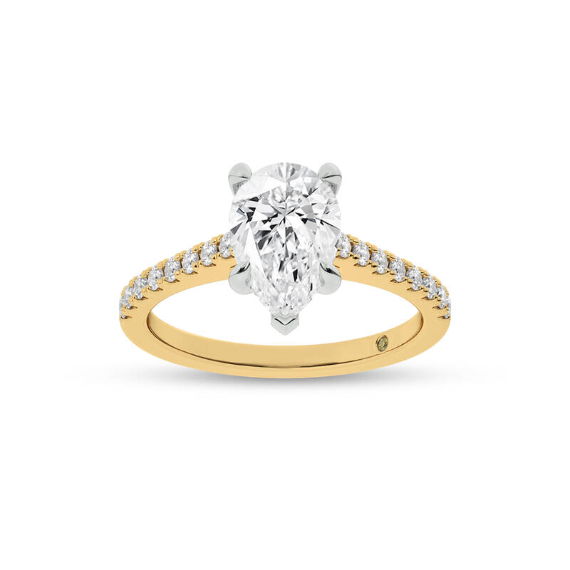 Destiny Half Coverage Pear Shape Lab Diamond Engagement Ring | 10K Yellow Gold 1 3/4 CT. TW.