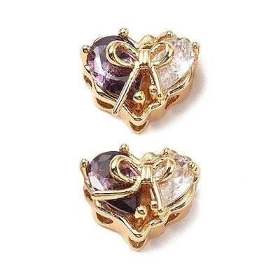 Brass Micro Pave Cubic Zirconia Beads