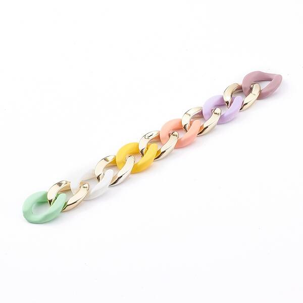 Opaque Spray Painted Acrylic & CCB Plastic Linking Twist Chains