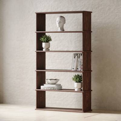 Five row bookshelf in walnut