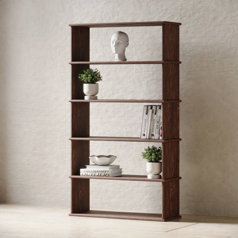 Five row bookshelf in walnut