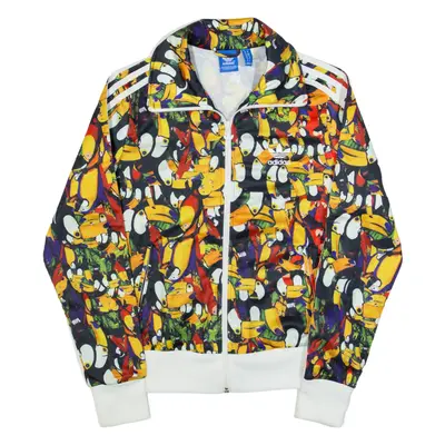 ADIDAS Birds Womens Track Jacket Black Crazy Pattern UK 10