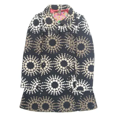 DESIGUAL Womens Overcoat Jacket Black Crazy Pattern M