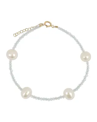 Toni Bracelet | Metal Color: Gold | Gemstone: Aquamarine | Length: Adjustable 6 - 7 inches