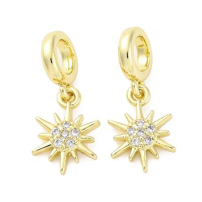 Brass Micro Pave Cubic Zirconia European Dangle Charms