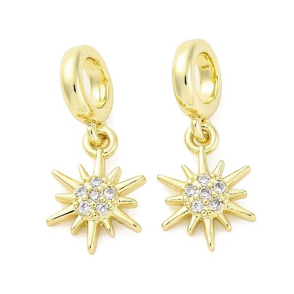 Brass Micro Pave Cubic Zirconia European Dangle Charms