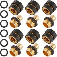 6 Set Quick Connect Hose Fittings for Garden Hose Quick Connector with Gasket, 3/4 Inch GHT Male and Female Attachment Quick ...