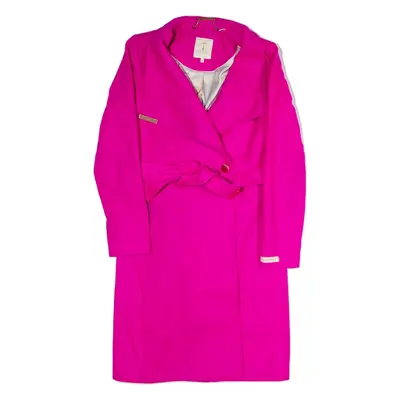 TED BAKER Womens Trench Coat Pink Wool XXS