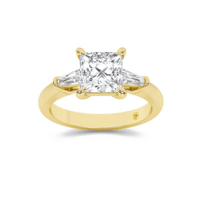 Ignite Three Stone Princess Cut Lab Grown Diamond Engagement Ring | 18K Yellow Gold 2 CT. TW.