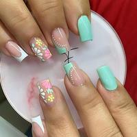 Flower Pattern Fake Nail with Nail File & Jelly Glue, 24pcs Short Square Press on Nails for Women & Girls DIY Nail Art, Elega...