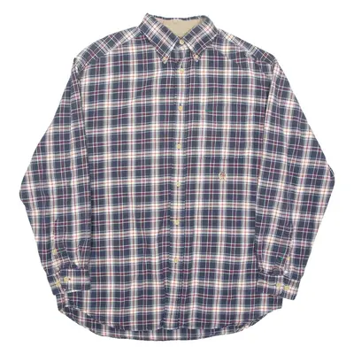 TOMMY HILFIGER Mens Flannel Shirt Blue Check Long Sleeve L