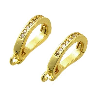 Brass Micro Pave Clear Cubic Zirconia Fold Over Clasps