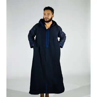 CRCNT'S Blue Winter Djellaba For Men- Versatile and Comfortable Clothing for Cold Weather