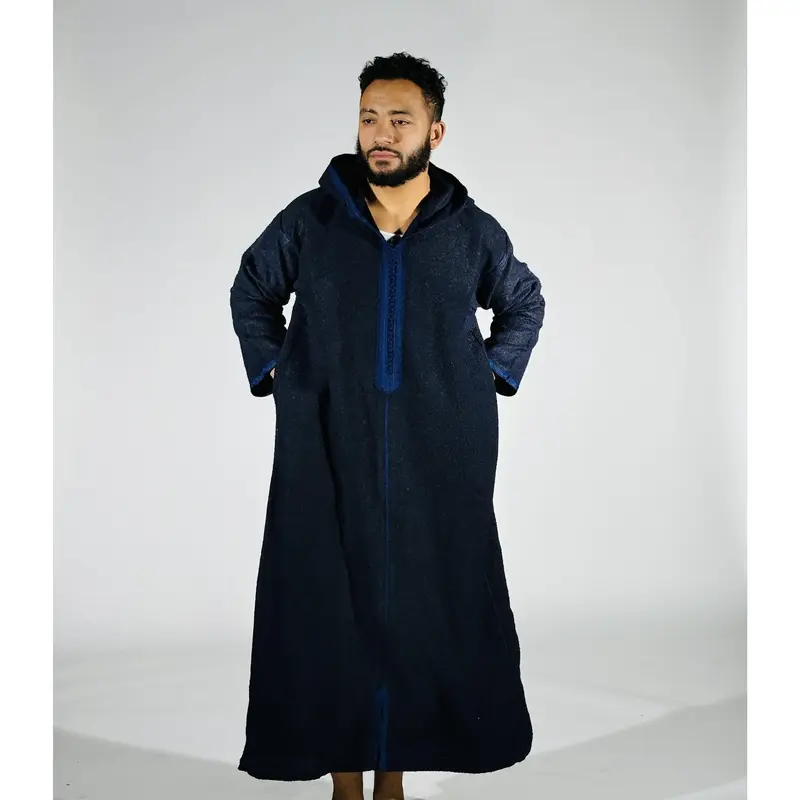 CRCNT'S Blue Winter Djellaba For Men- Versatile and Comfortable Clothing for Cold Weather