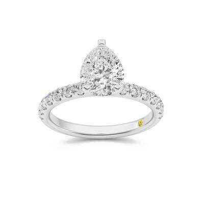 Maya Scalloped Pavé Half Coverage Pear Shape Lab Grown Diamond Engagement Ring | 10K White Gold 2 1/2 CT. TW.