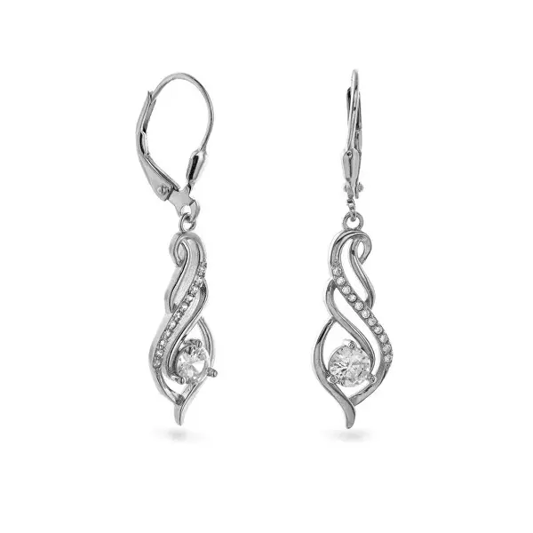 Again jewelry Elegant Silver Drop Earrings with Cubic Zirconia AJNS0045