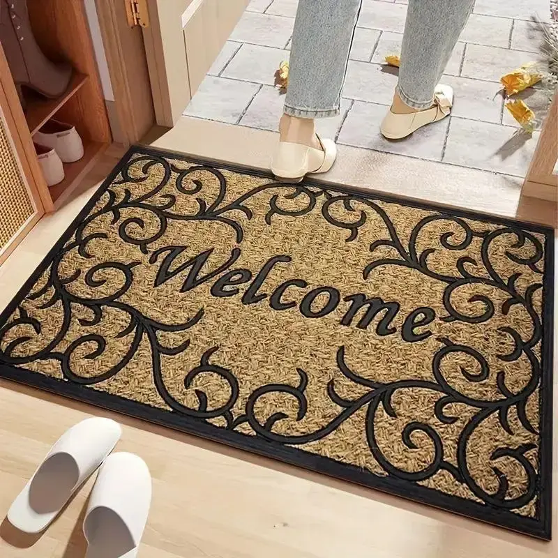 Welcome Pattern Door Mat, 1 Count Water Absorption Non-slip Floor Rug, Household Decorative Carpet for Living Room Kitchen Ba...