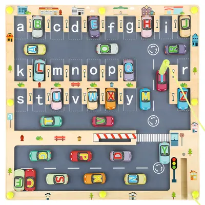 Montessori Magnetic Alphabet Maze Board Educational Wooden Letters Puzzle for Toddlers Fine Motor Skills Development, Travel-...