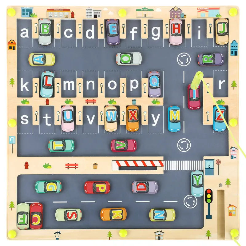 Montessori Magnetic Alphabet Maze Board Educational Wooden Letters Puzzle for Toddlers Fine Motor Skills Development, Travel-...