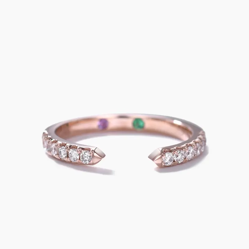 1.5mm Moissanite & Diamond Wedding Ring Unique Matching Wedding Bands Custom Family Ring