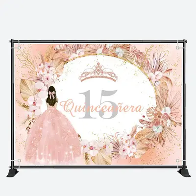 Bohemia Flowers Quinceanera 15th Birthday Backdrop - Aperturee